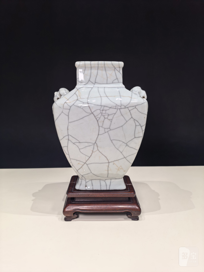 清乾隆 仿哥釉双铺首尊 - 图4